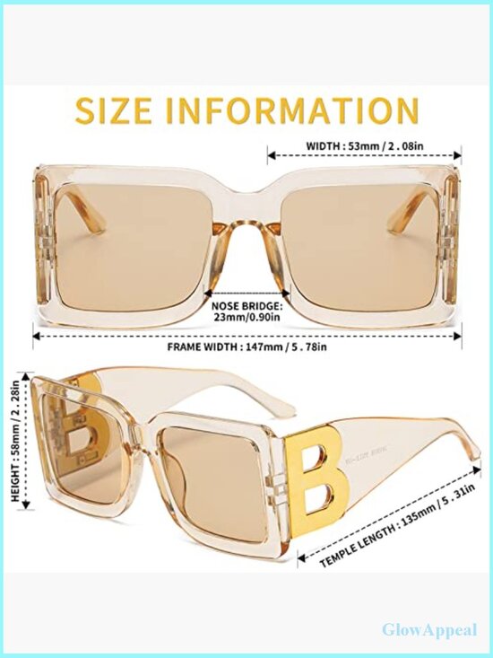 Oversized Square Sunglasses for Women Men Trendy Thick Frame UV400 Protection 3 main image 4